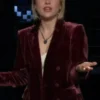 After Midnight Taylor Tomlinson Velvet Maroon Blazer