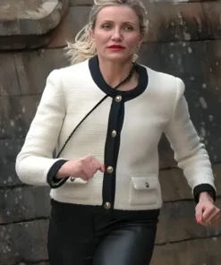 Back In Action 2025 Cameron Diaz White Tweed Jacket