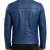 Blue Cafe Racer Leather Jacket