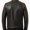 Brown Cafe Racer Distressed Leather Jacket