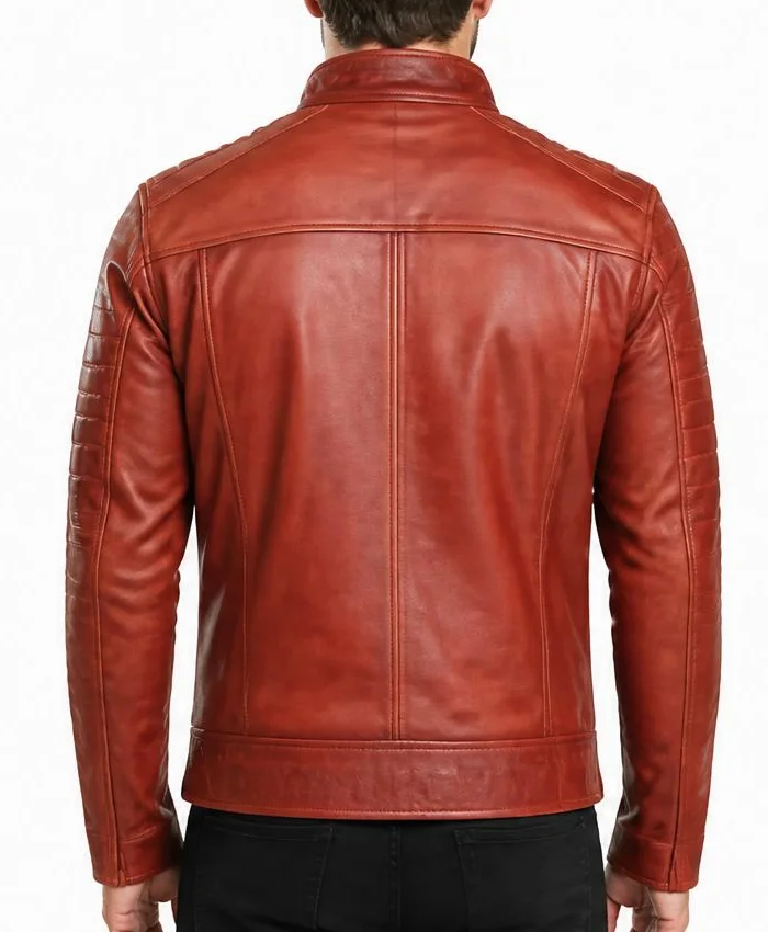 Brown Cafe Racer Leather Jacket