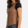 Brown Fringe Leather Vest For Women
