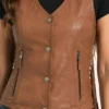 Brown Fringe Leather Vest For Womens