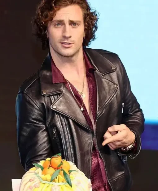 Bullet Train Premiere Aaron Taylor-Johnson Leather Jacket For Men