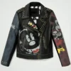 Buy Dois às 10 Alexandra Lencastre Mickey Mouse Black Biker Leather Jacket For Unisex