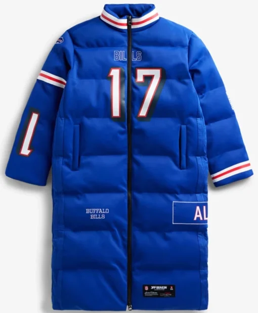 Buy Josh Allen Buffalo Bills OFF-Season x NFL Player Blue Puffer Long Coat For Unisex