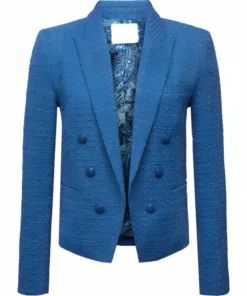 Buy Muriel Landon TV-Series Brilliant Minds Season 01 Donna Murphy Blue Textured Blazer For Unisex