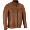 Buy Now Cafe Racer Brown Leather Jacket For Men And Women