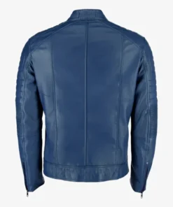 Buy Now Cafe Racer Motorcycle Blue Leather Jacket For Men And Women