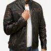 Buy Now Distressed Brown Cafe Racer Leather Motorcycle Jacket For Unisex