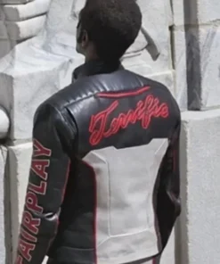 Buy Now Edi Gathegi Movie Superman 2025 Mister Terrific Black And White Leather Jacket For Unisex