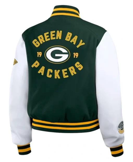 Buy Now Green Bay Packers WEAR Green And White Vintage Bomber Jacket For Unisex