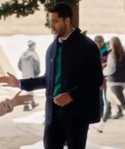 Buy Now Mom’s Christmas Boyfriend 2023 Zach Smadu Blue Peacoat For Sale