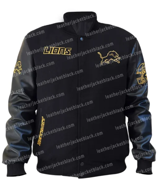 Buy Now NFL Detroit Lions Black Letterman Varsity Jacket