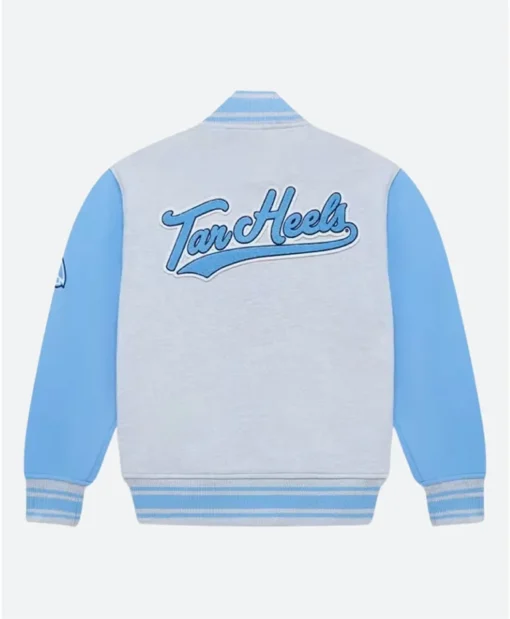 Buy Now OVO X Drake North Carolina Sky Blue And Grey Letterman Varsity Jacket For Unisex