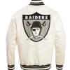 Buy Now Oakland Raiders Retro Classic OFF-White Letterman Varsity Jacket For Unisex