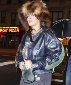 Buy Now Rihanna Nyc Cropped Black Leather Jacket For Men And Women