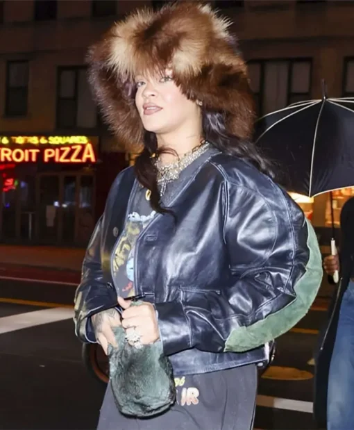 Buy Now Rihanna Nyc Cropped Black Leather Jacket For Men And Women