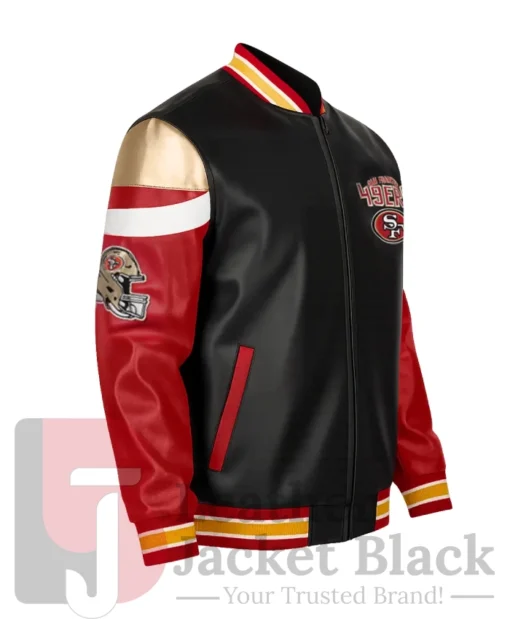 Shop SF 49ers Black Bomber Leather Jacket