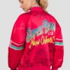 Buy Now Starter New Orleans Super Bowl LIX Interception Red Letterman Varsity Jacket For Unisex