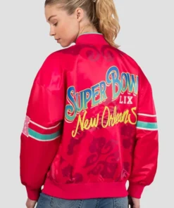 Buy Now Starter New Orleans Super Bowl LIX Interception Red Letterman Varsity Jacket For Unisex