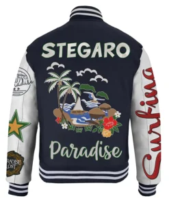 Buy Now Stegaro Navy Blue And White Varsity Jacket For Men And Women