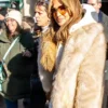 Buy Now Sundance Film Festival 2025 Jennifer Lopez Fluffy White Fur Jacket For Unisex