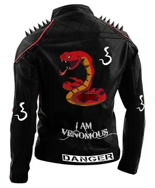 Buy Now Venomous Spikes Serpents Black Leather Jacket For Men And Women