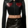 Buy Now WWE Raw Gionna Daddio Heart Black Leather Cropped Jacket For Unisex