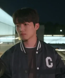 Buy Now XO Kitty Dae Heon Kim Black Satin Bomber Jacket For Sale