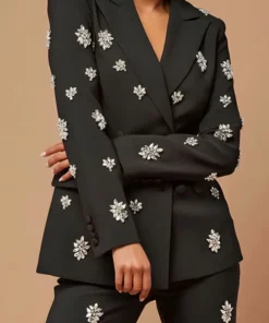 Buy Shayna Wayne AEW Rampage 2024 Shayna Edwards Black Embellished Suit For Unisex