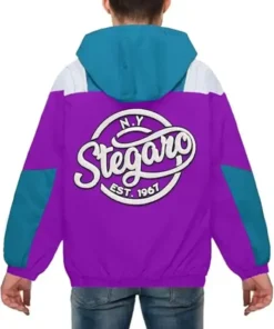 Buy Stegaro Purple And Blue Half Zipper Hooded Jacket For Men And Women