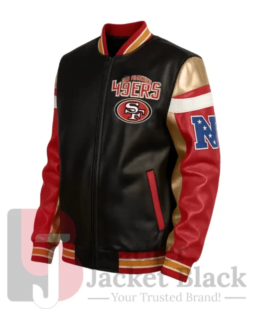 Buy Now SF 49ers Black Bomber Leather Jacket