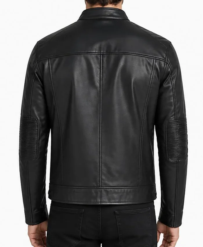 Cafe Racer Black Leather Jacket For Men