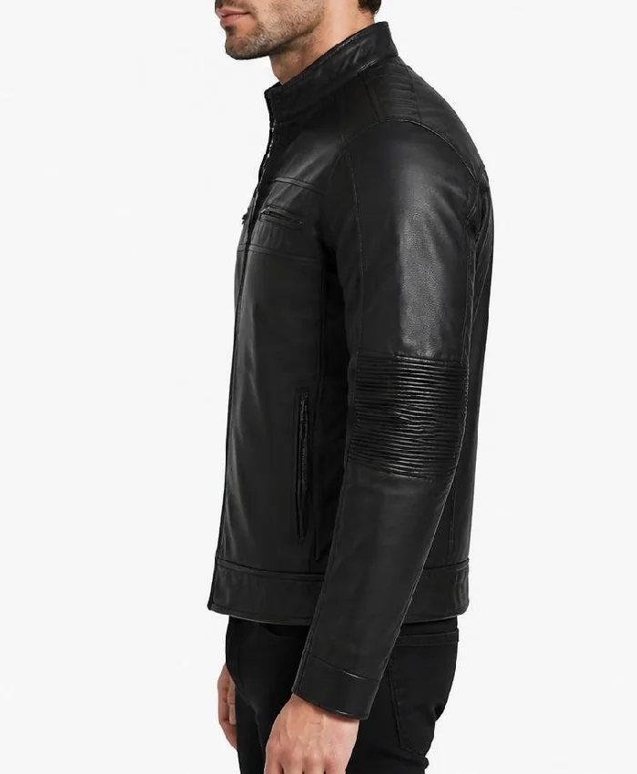 Cafe Racer Black Leather Jacket Men