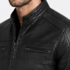 Cafe Racer Black Leather Jacket Mens
