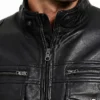 Cafe Racer Black Stylish Leather Jacket For Mens