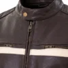 Cafe Racer Brown Padded Shoulder Leather Jacket