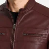 Cafe Racer Chocolate Brown Leather Jacket Mens