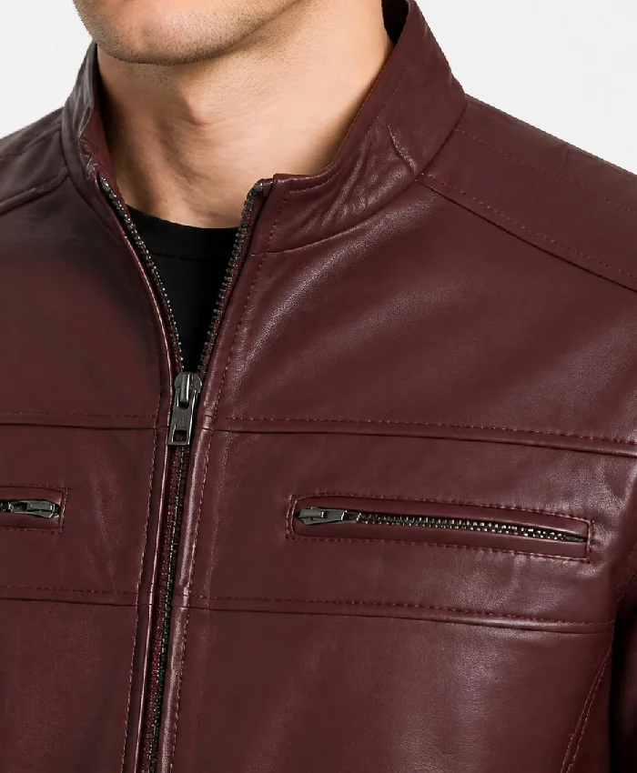 Cafe Racer Chocolate Brown Leather Jacket Mens
