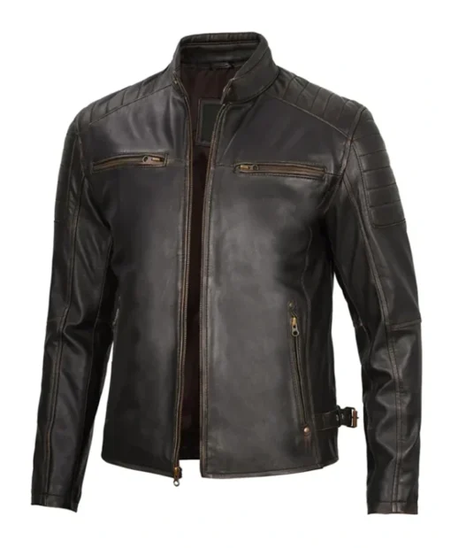 Cafe Racer Dark Brown Leather Jacket