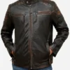 Cafe Racer Distressed Brown Leather Jacket