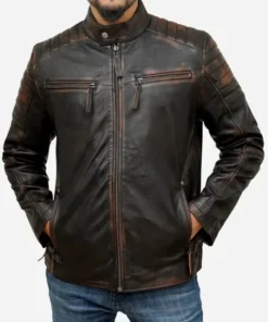 Cafe Racer Distressed Brown Leather Jacket