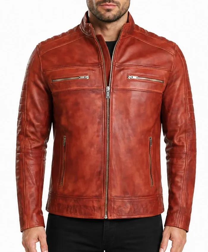 Cafe Racer Leather Brown Jacket