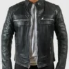 Cafe Racer Motorcycle Quilted Leather Jacket