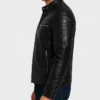 Cafe Racer Motorcycle Quilted Leather Jacket Side Pose