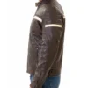 Cafe Racer Padded Shoulder Brown Jacket For Leather