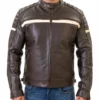 Cafe Racer Padded Shoulder Leather Brown Jacket