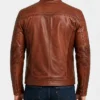 Cafe Racer Quilted Motorcycle Brown Leather Jacket