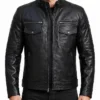 Cafe Racer Stylish Leather Black Jacket